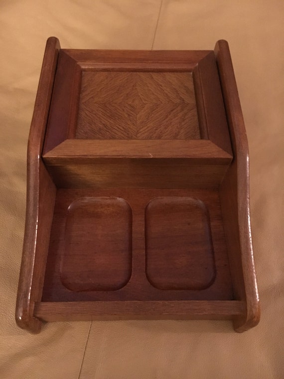 Vintage Wooden Mens Valet Tray Mens Jewelry Tray Coin