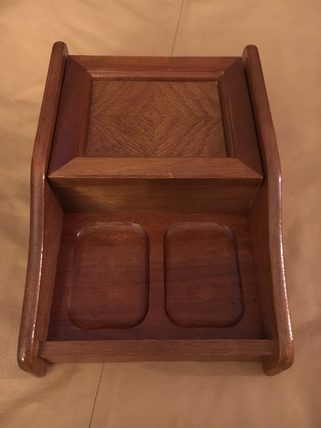 Vintage Wooden Mens Valet Tray Mens Jewelry Tray Coin