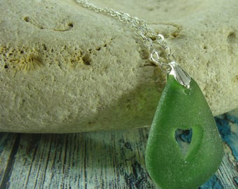 Sea Glass Jewelry Heart Green Sea Glass Necklace Seaglass Jewelry Beach Glass Necklace Beach Wedding