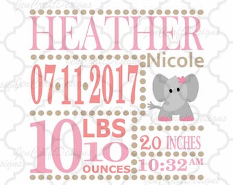 Girl Baby Birth Announcement SVG EPS DXf cut file set with fonts & letters Cricut Design Space Silhouette Digital Cut Files, Sibling