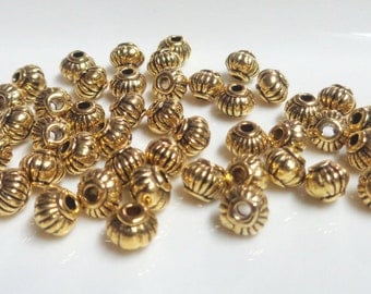 50 Tibetan beads separators, gold, lantern 5mm - hole 1.5mm