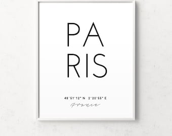 Paris poster, paris print, paris coordinates, coordinates wall art, poster coordinates, city art, city poster, paris art, paris printable