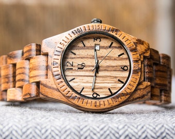 Unisex Zebra Thin Wood Watch, Boyfriend gift|Girlfriend gift|Groomsmen Gift|gift for husband |Natural wood watches|wood watch women