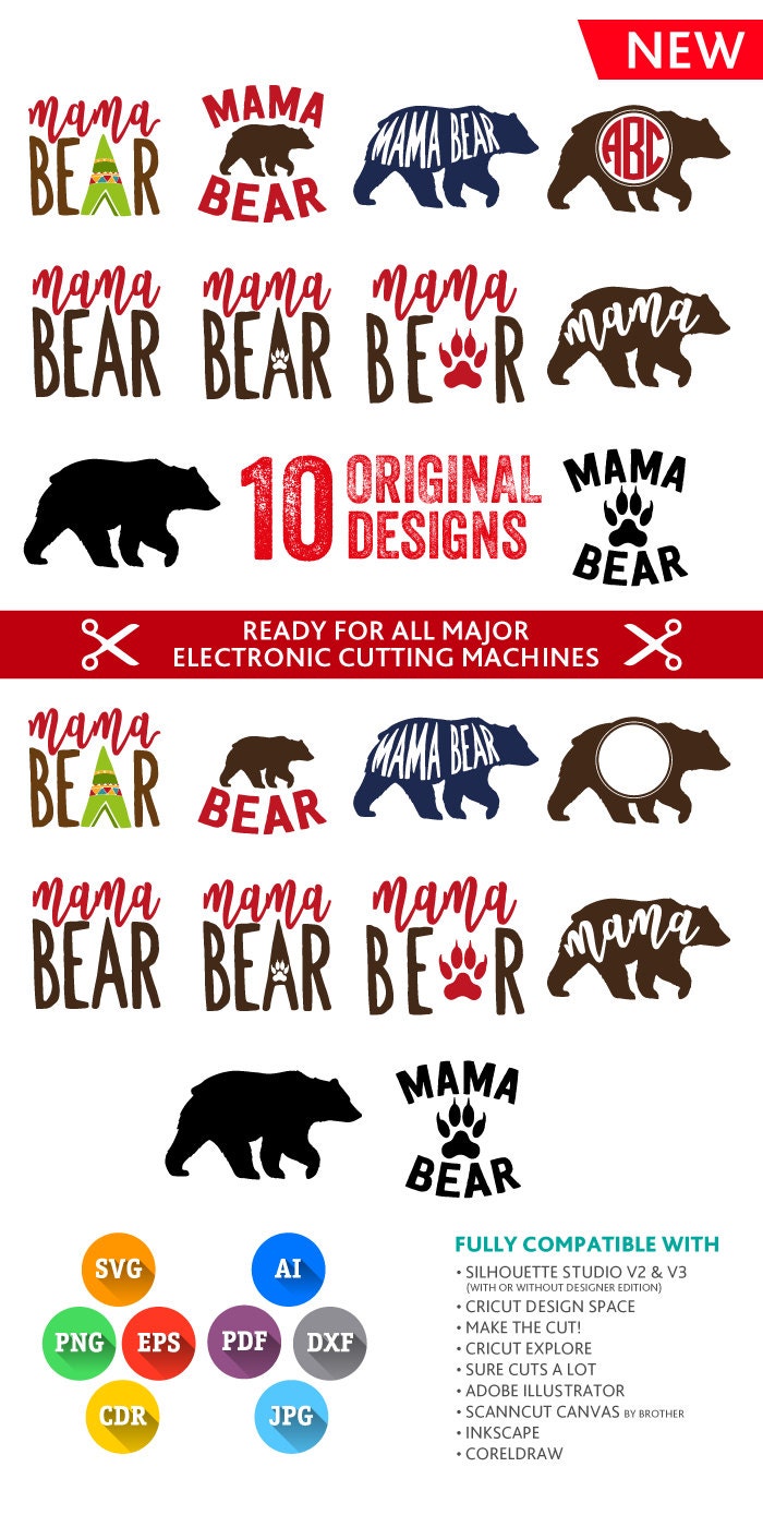 Mama Bear Svg Bear Monogram Svg Mama Bear Monogram by PremiumSVG