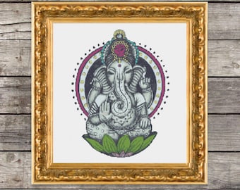 Hindu God Ganesh Cross Stitch PDF Pattern
