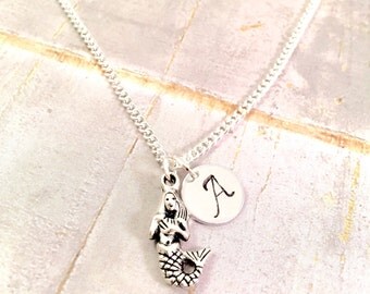 Mermaid Necklace, personalized mermaid charm necklace, Beach Jewelry, gift for girl, Valentines Day, Teen gift