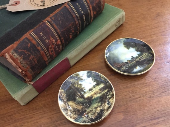 2 Crown Staffordshire Miniature Wall Plates - Crown Staffs Fine Bone China Pin Dish - Fine Art Collectables - Bone China Miniatures