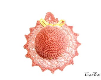 Salmon Crochet Pincushion, Handmade Pincushion, Sewing accessories, Puntaspilli salmone