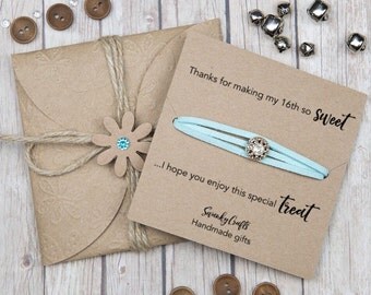 Sweet 16 favors - sweet 16 Bracelets - party favours - wrap Bracelets - birthday Party Gifts - sweet 16 gifts - gifts under 10 - custom gift