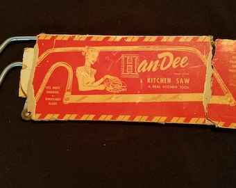 HANDEE KITCHEN SAW Bone Cold-rolled Steel Chrome Blade Tool Cut Hardware Original Package Vintage Retro
