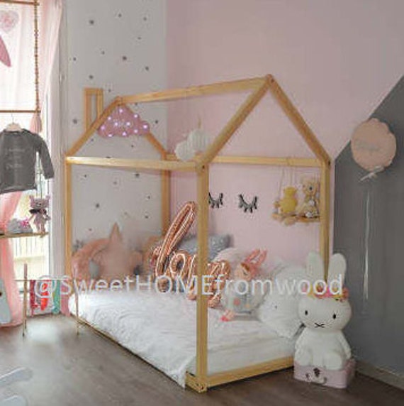 Toddler bed play house bed frame children bed by SweetHOMEfromwood