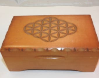 An ornate carved wooden musical box