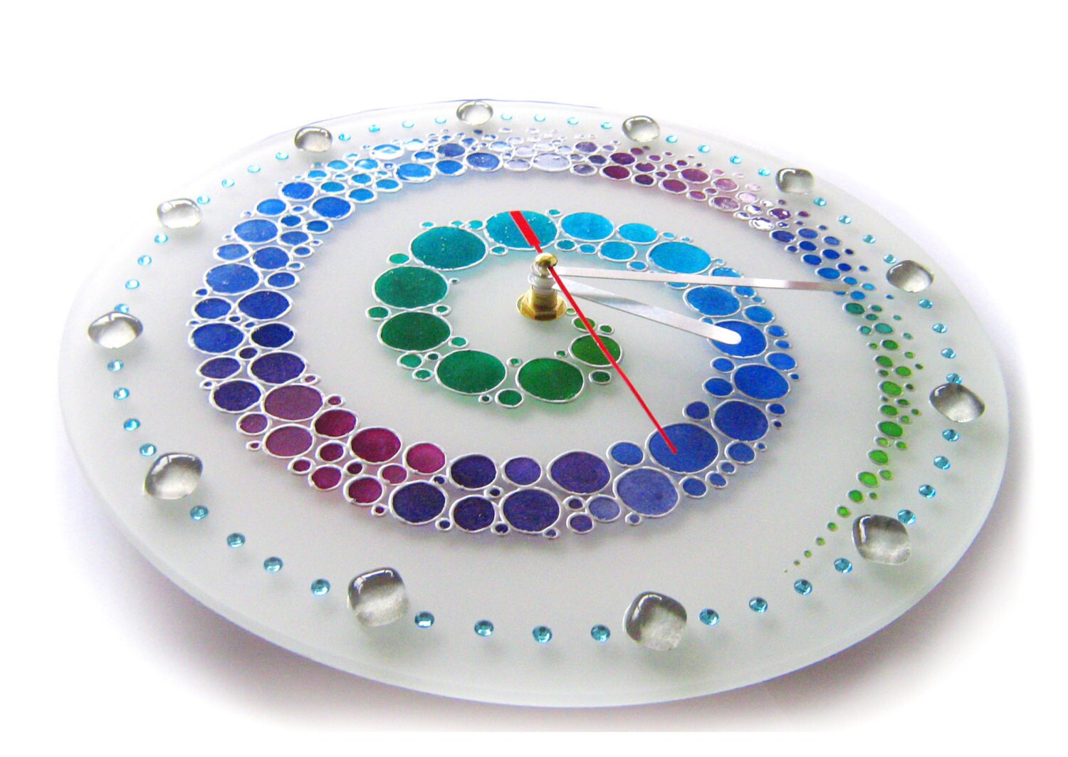 Hand painted glass wall clock Colorful wall glass clock the
