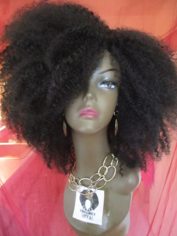 CROCHET WIG Unit Synthetic Kinky Teased Afro by CrochetRoyalWigs