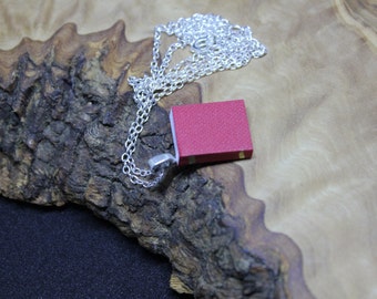 Miniature Book Necklace *With real blank pages!* - available in four different colours. Hand made, Unique, Dolls House accessories.