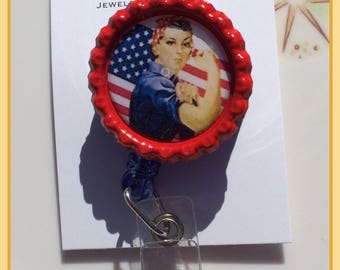 Rosie the Riveter Badge Reel Pinup Rockabilly