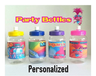 10 Trolls Party Favors- Personalized Party Bottle Favor Containers. Trolls Party. Water Resistant Label.16oz./500ml.*FREE Shipping *