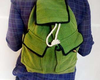 Canvas backpack green hobo backpack bucket bag hippie canvas back pack weekender bag travel bag canvas boho backpack vintage