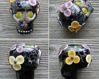 Sugar Skull lampwork bead