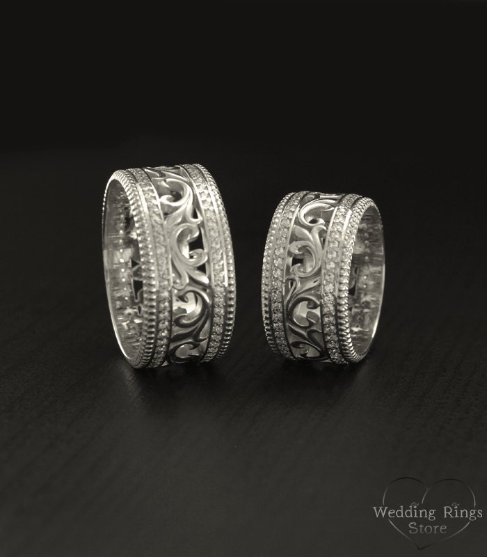  Vintage  style His and Hers wedding  bands  His and Her 