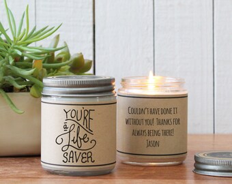 You're A Lifesaver Candle Gift - Thank You Gift | Appreciation Gift | Teacher Aid Gift | Candle Gift | Thank You Card | Scented Candle Gift