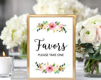Favors Wedding Sign, Wedding Favors Sign, Favors Please Take One Sign, Printable Favors Sign, Printable Wedding Favors Sign Instant Download