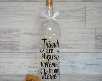 Wine Bottle Light, Decorative Wine Bottle, Wine Bottle with Lights, Lighted Wine Bottle, Fairy Lights, Friends Gift, New Home, House Warming