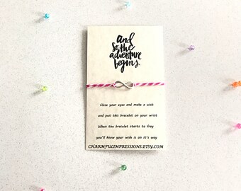 Adventure Wish Bracelet Wish Bracelet Gift Wish Bracelet Favor Retirement Gift Graduation gift Grad Favor Congratulations Gift