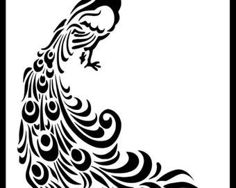 Peacock Stencil, Various Sizes, Small, Medium, Large, Extra Large, Quick Dispatch, Reusable, Flexible, Arts, Crafts, Walls, Furniture, Wood.