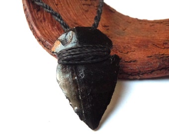 Mens necklace, arrowhead obsidian pendant, soul healing necklace, Boyfriend gift, obsidian jewelry, black crystals, for Him, wrapmeacrystal