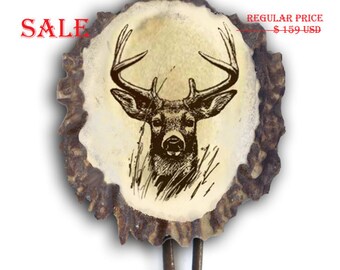 Horn Necklace Mens Necklace Western Bolo Tie Western Accessory Western Necklace Deer Antler Accessory Engraved Bolo Tie Wild Buck