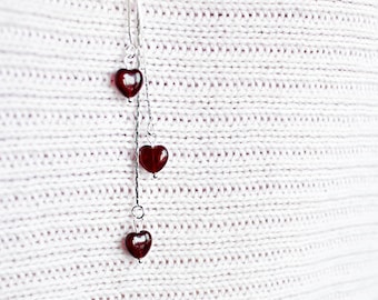 heart necklace romantic gift/for/her necklace dark red jewelry gift girlfriend birthday gifts wife anniversary silver red necklace long Y11