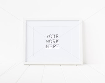 Styled Stock Photography - Frame Mock Up - White Frame with Mat - 8" x 10" - 20cm x 25cm - High Resolution JPEG + PSD file with Smart Object