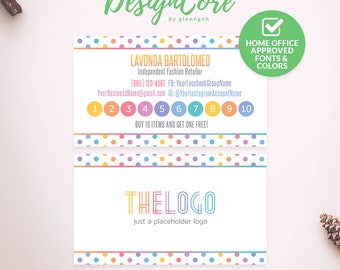 Punch Card, Reward Card, Home Office Approved, Personalized, Polka Dot Design, Digital Files, Marketing, Fashion Consultant Retail, DCPLC001