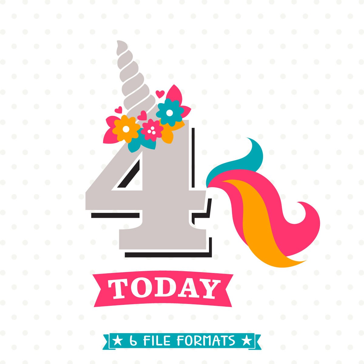 Download 4th Birthday SVG Unicorn Birthday iron on file 4th Birthday