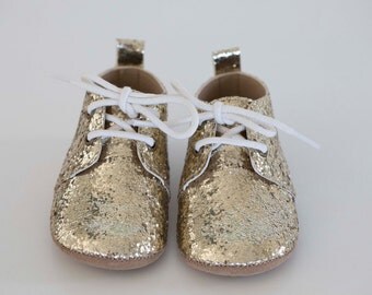 maisie oxford - gold glitter (soft sole baby shoes)