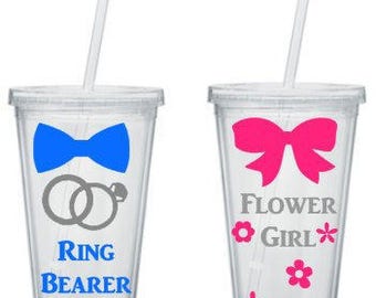 Ring Bearer And Flower Girl Tumbler, Ring Bearer Flower Girl Gift. Personalized Tumbler, Ring Bearer Cup Flower Girl Cup