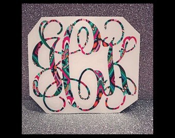 Lilly Pulitzer Monogram Decal, Lilly Inspired Monogram Decal, Monogram Car Decal, Preppy Decal, Laptop Monogram, Lilly Pulitzer vinyl