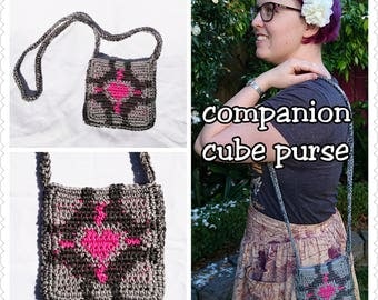 SALE! Portal Companion Cube Small Tote Bag Purse in Grey and Pink
