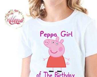 Peppa Pig Iron On Transfer , Peppa Pig Birthday Shirt , Girl Birthday Shirt , Iron On Transfer , Peppa Girl Birthday Shirt , Digital File