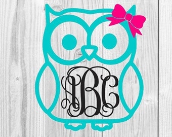 Owl Monogram SVG Cutting File, Cute Owl Design, Owl Monogram, Owl with Bow Monogram, Cute Owl, SVG Cutting Files, Cricut Cutting Files, SVG