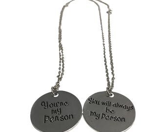 Grey's Anatomy Necklace Set You're My Person You Will Always Be My Person Pendants Two Are Meredith Grey Cristina Yang Quote Jewelry Gift