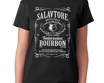 Salvatore Bourbon T-Shirt - Vampire Diaries Inspired Unisex Black Tee Shirt