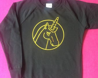 Unicornected - sweater gold, pressure, Unicorn, eyelashes, love, hand made, sweater, shirt, Sweatshirt