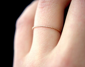 Rose Gold Twist ring, Rose Gold fill Rope ring, rose gold stack ring, rose gold twist ring, twist stack ring, skinny stack ring