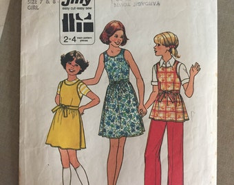 1960s Simplicity Girl's Wrap Dress Blouse Pattern #8045 Size 7 & 8, Breast 26 27" - NC - Vintage Simplicity / 60s Simplicity / Vintage Girl
