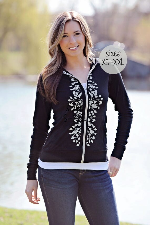 womens graphic zip up hoodie
