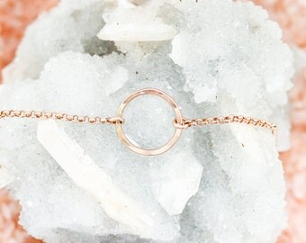 Rose gold bracelet - rose gold circle bracelet - dainty rose gold jewelry - minimalist bracelet - karma bracelet - Sea and Cake jewelry