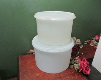 Tupperware Canisters Set of 2 Econo Round 1970s White