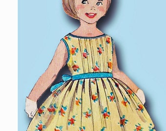 1950s Vintage Simplicity Sewing Pattern 3327 Toddler Girls Dress and Coat Sz 2